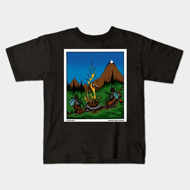 Fire Flies Around A Campfire Novelty Camping Gift Kids T-Shirt by Airbrush World